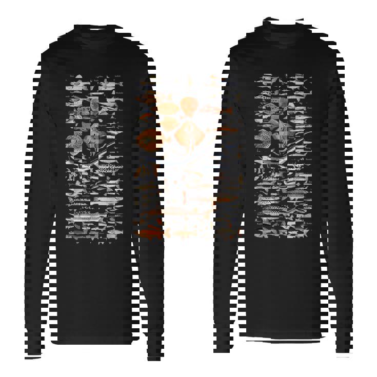 魚の概要と名前。 長袖Tシャツ ギフトのアイデア