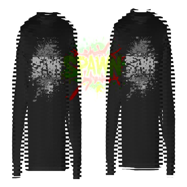 鮮やかな色とクールなスポーンステートメントコスチューム。 長袖Tシャツ