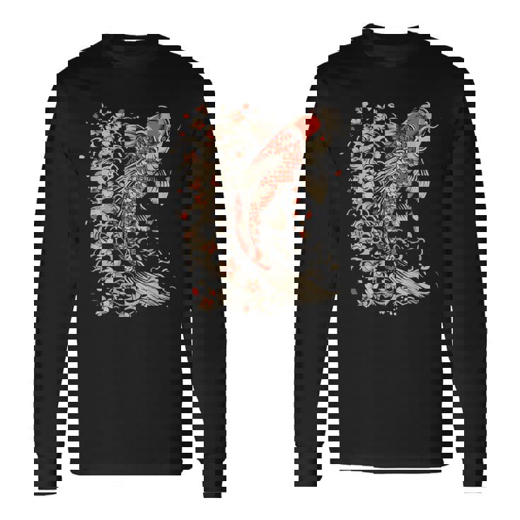 鯉 アジアン 鯉 錦鯉 魚 さくら 桜 季節 長袖Tシャツ
