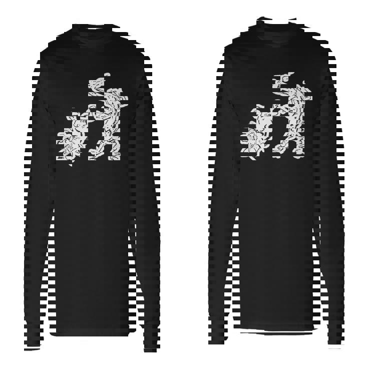 鳥獣戯画《蛙と兎・相撲》かえる うさぎ【日本・世界の名画】日本画 和柄 美術館アート 長袖Tシャツ