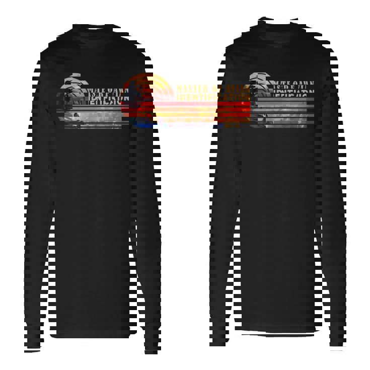 鳥類識別の達人 レトロ・バードウォッチング 長袖Tシャツ