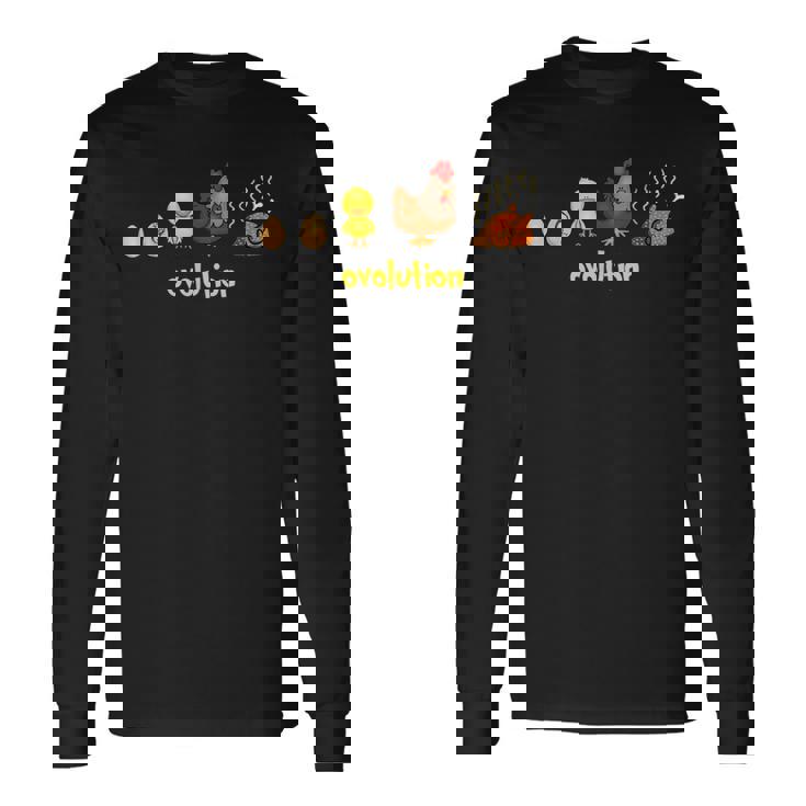 おもしろ 鶏の一生 Ovolution 食物連鎖 長袖Tシャツ