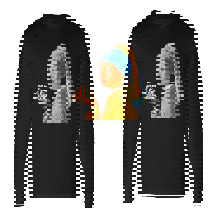 麻雀 牌 おもしろ ネタ フェルメール グッズ 服 面白いtシャツ 面白い メンズ 雀士 プレゼント おしゃれ 長袖Tシャツ