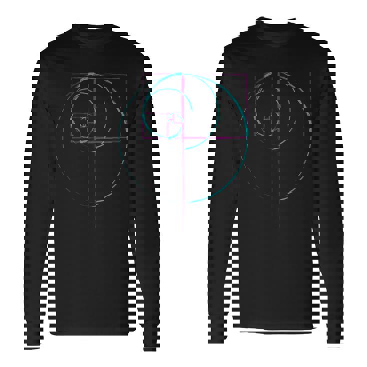 黄金比のティールとパープル 長袖Tシャツ