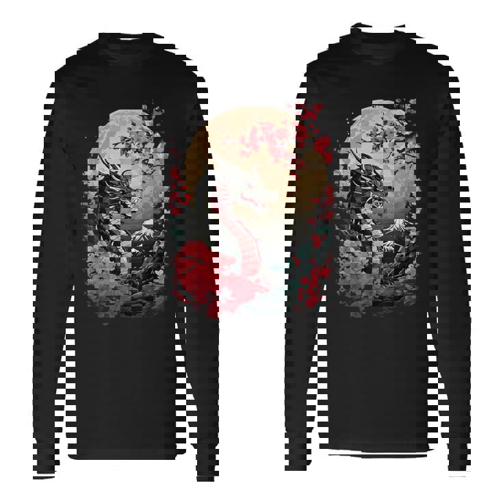 黒龍 桜 日本 美学 日本龍 長袖Tシャツ