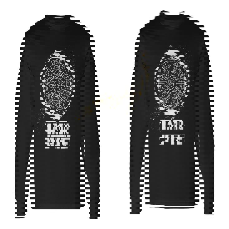 龍体文字 フトマニ図 神代文字 龍神様 縄文 ハニワ かっこいい 開運 言霊 お守り 長袖Tシャツ