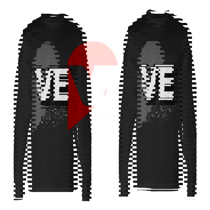 ２人で着るとハートが出来る Loveの文字になる 「Ve」カップル 恋人 長袖Tシャツ