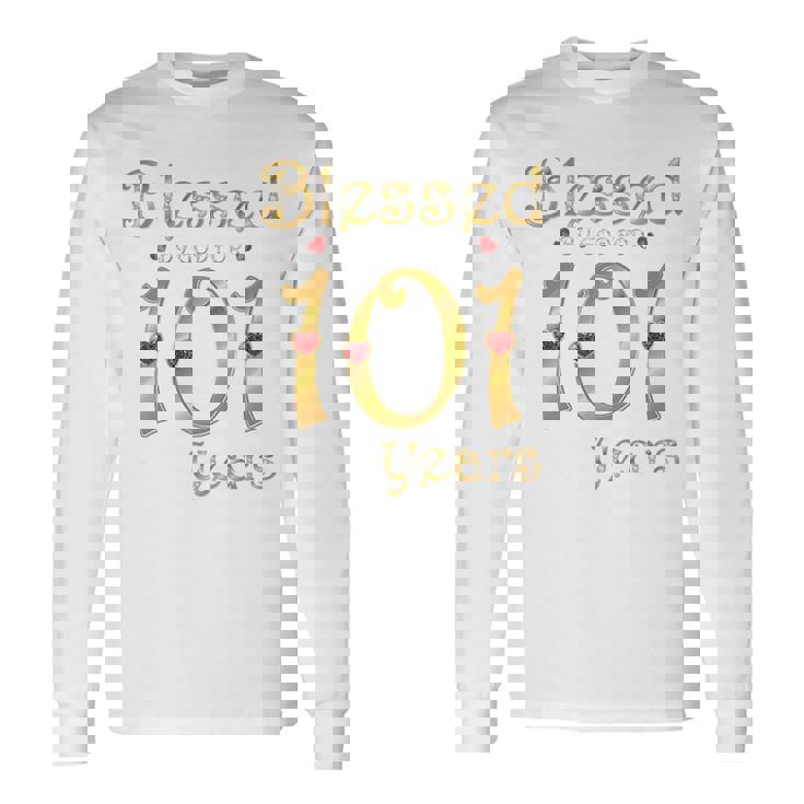 101歳の101歳の誕生日パーティの女王に祝福 長袖tシャツ 長袖Tシャツ