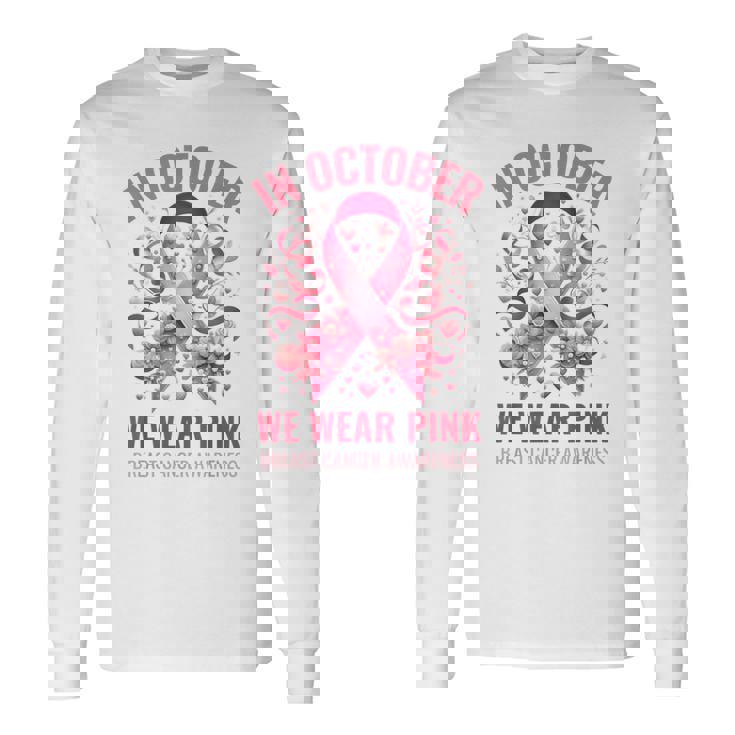 10月にはピンクリボンデザインの乳がんウォークを着用 長袖Tシャツ ギフトのアイデア