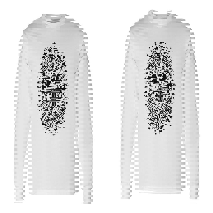 2トーン スカトランペット奏者 サムプリント 長袖Tシャツ