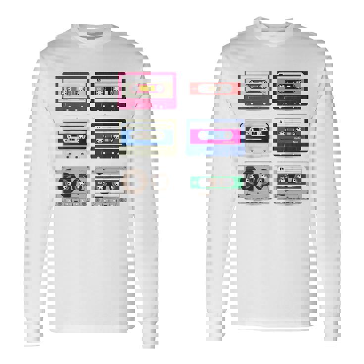 80 年代のロック カセット T シャツ男性ヴィンテージ ロック カセット テープ 長袖Tシャツ