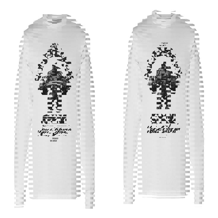 964シルバーバックゴリラ、ジムアパレル、ボディビルディング、類人猿。 長袖Tシャツ