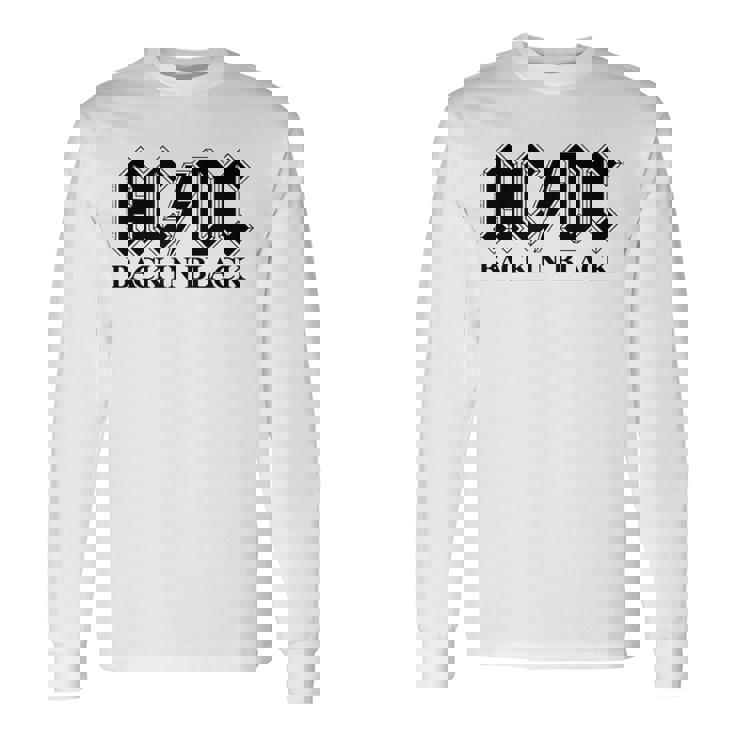 AcDcロックミュージックバンドバックブラックロゴ。 長袖Tシャツ