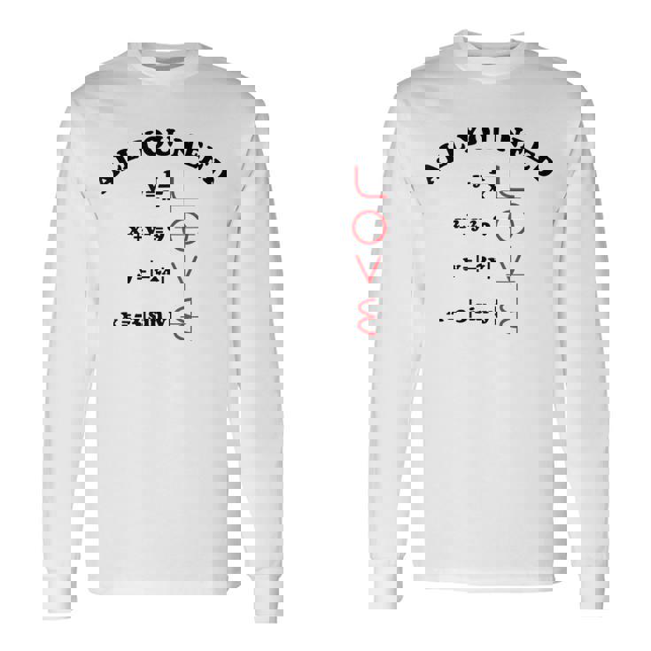 All You Need Is Love 数学グラフ方程式 黒文字 長袖Tシャツ