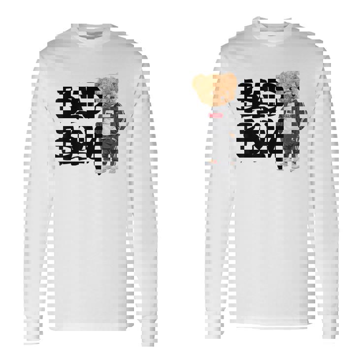 Angry Bad Boystyle、クールなテディベア、バッドボーイグラフィックデザイン。 長袖Tシャツ