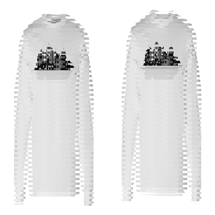 Atlanta Ga スカイライン 摩天楼 シティシルエット 長袖Tシャツ