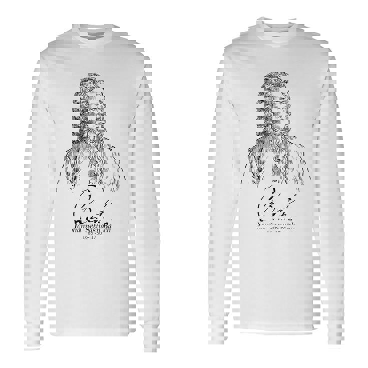 Bach German Composerバッハ、ドイツの作曲家、音楽家、クラシカル 長袖Tシャツ