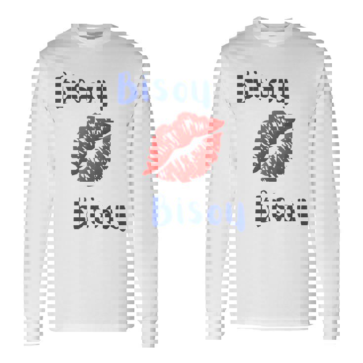 Bisou Tee Shirt Maille Bisou Kiss Bleu Et Rouge Français T-shirt à