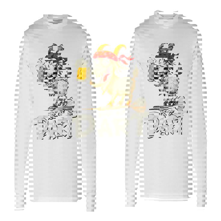 Bock Auf Dart ヤギとビールジョッキ 面白いダーツプレーヤー 長袖Tシャツ