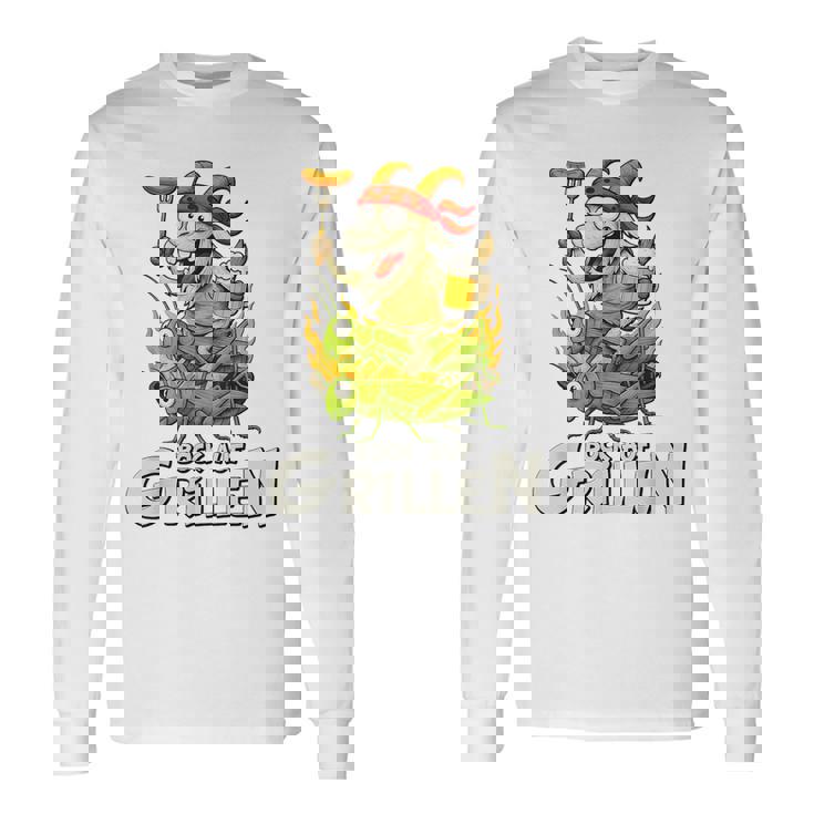 Bock Auf Grillen おもしろバーベキューアクセサリー ヤギ付きバーベキュー 長袖Tシャツ