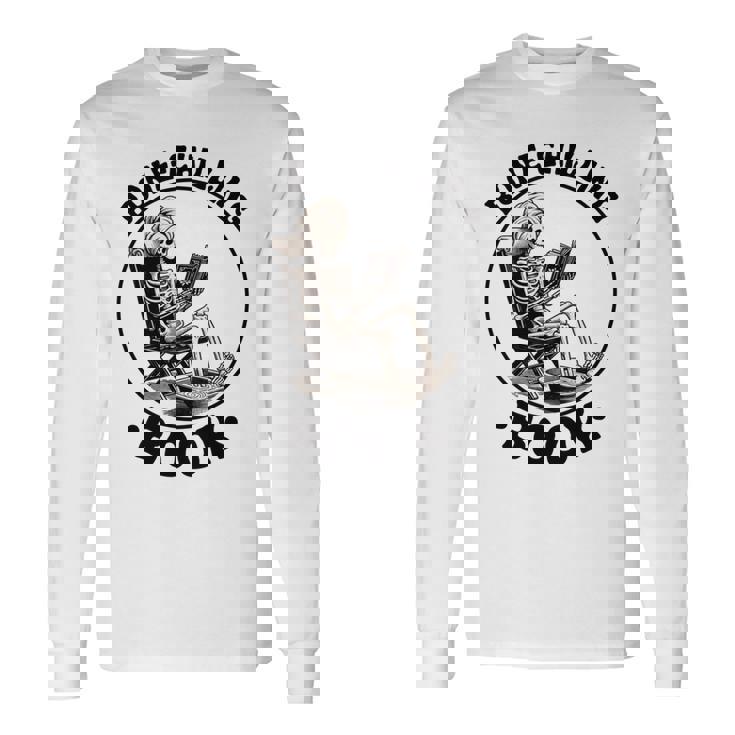 Bone-Chilling 本 スケルトン 読書 ブックワームブックラバーズ 長袖tシャツ 長袖Tシャツ ギフトのアイデア