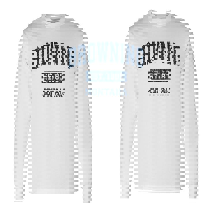 Browning Montana Mt ビンテージ スポーツ 確立 ネイビーデザイン 長袖tシャツ 長袖Tシャツ