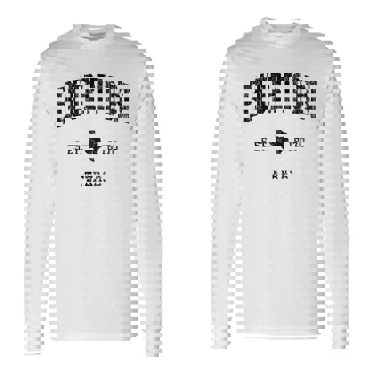 Burton Texas Tx ビンテージ アスレチック ブラックスポーツデザイン 長袖Tシャツ ギフトのアイデア