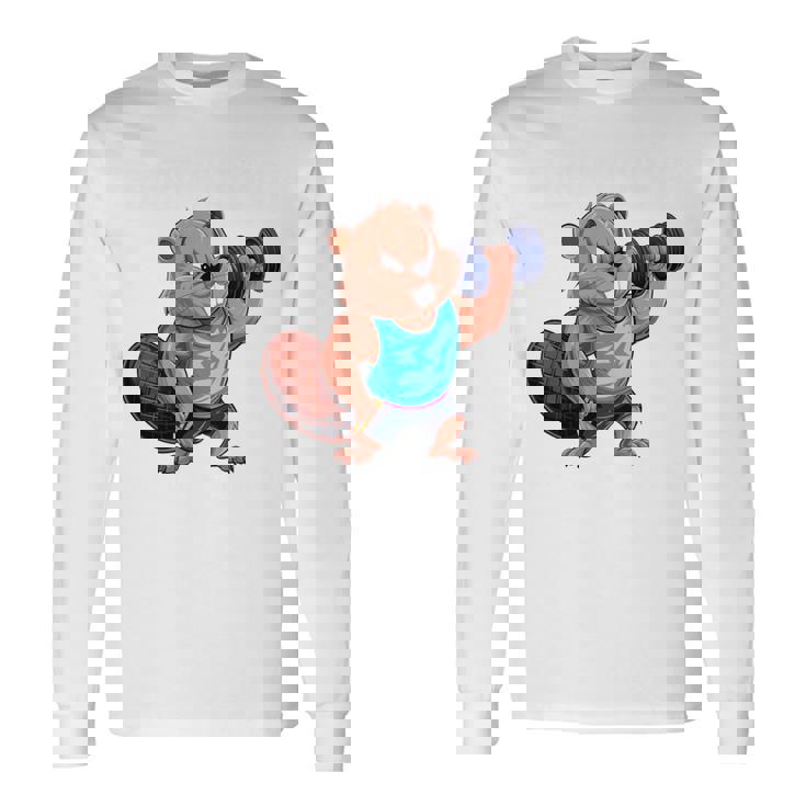 Bóbr Kurwa Gym Fitness Meme ボディービルダー&パンパー 長袖tシャツ 長袖Tシャツ