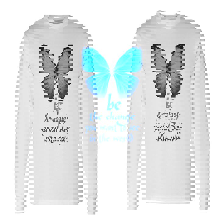 Be The Change 蝶 長袖Tシャツ