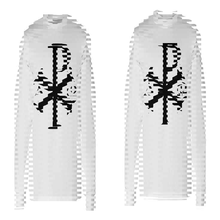 Chi Rho クリスチャン ゴッド アルファ オメガ イエスキリスト キリスト教 長袖Tシャツ