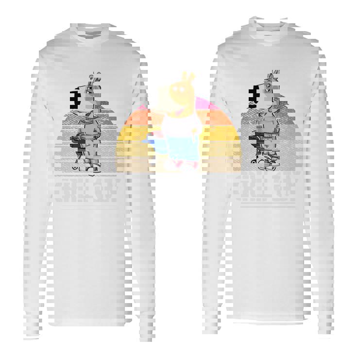 Chill Guy Meme Grill Guy Bratwurst グリル シェフグリル 長袖tシャツ 長袖Tシャツ