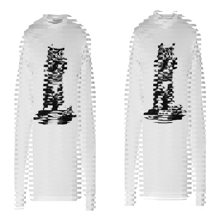 Cool Dj Cat ビニールレコード愛好家 長袖Tシャツ
