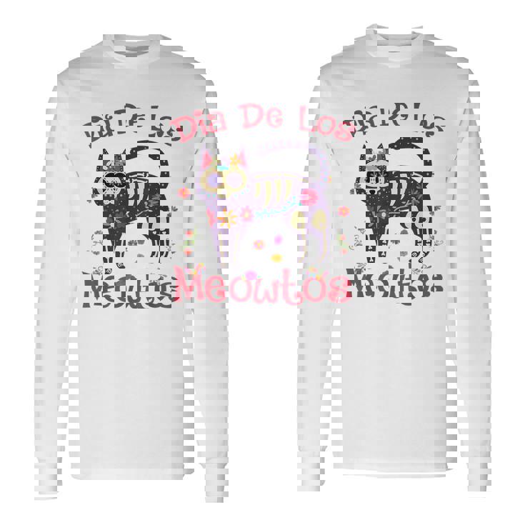 Dia De Los Meowtos Muertos シュガースカル キャット 死者の日 長袖Tシャツ