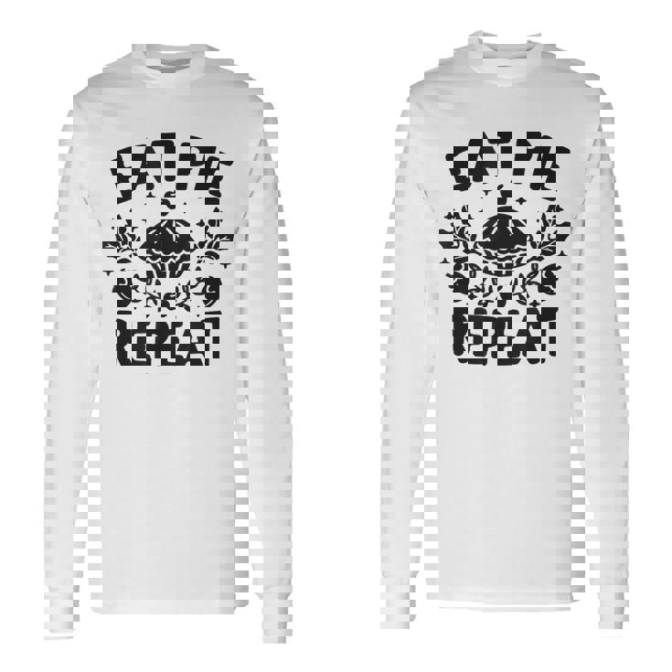 Eat Pie Repeat 面白い感謝祭のユーモア 長袖Tシャツ