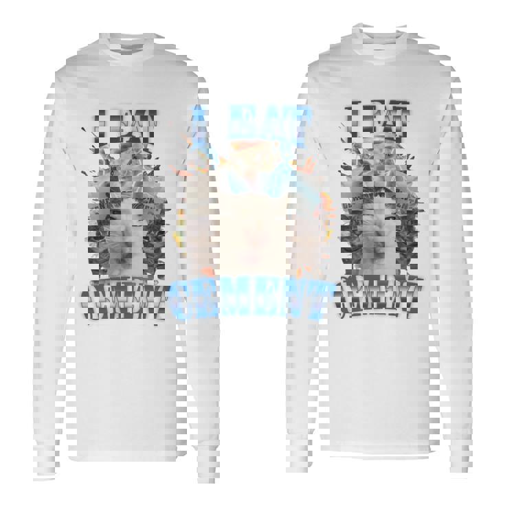 I Eat セメント 呪われた猫 面白い 奇妙な特定 ダンク ミーム 長袖tシャツ 長袖Tシャツ