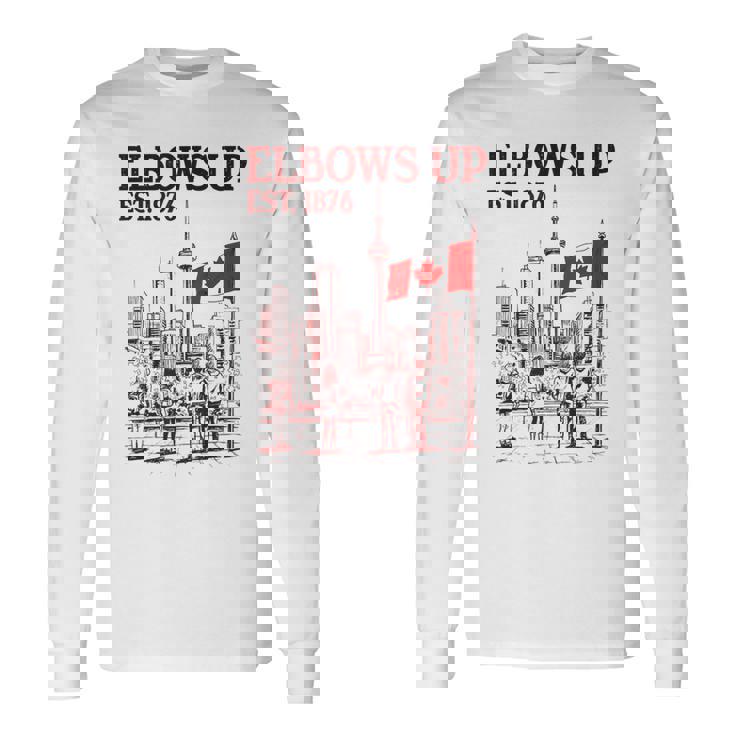 Elbows Up Canada Est 1867 カナダ国旗 カナダ地図 カナダ 長袖Tシャツ