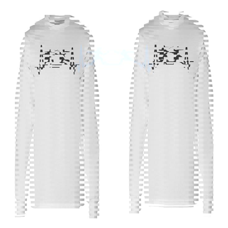 Esgrima Fencer Jugadores Juego Fencing Cardiogram Esgrima Camiseta de manga larga