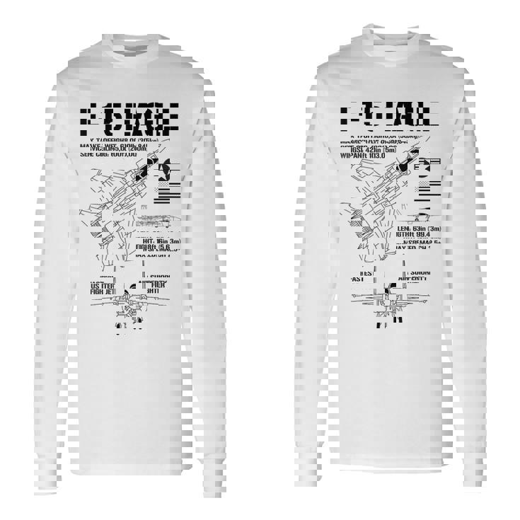 F-15 イーグル戦闘機 ジェット仕様 軍用飛行機 F15 イーグル 長袖Tシャツ