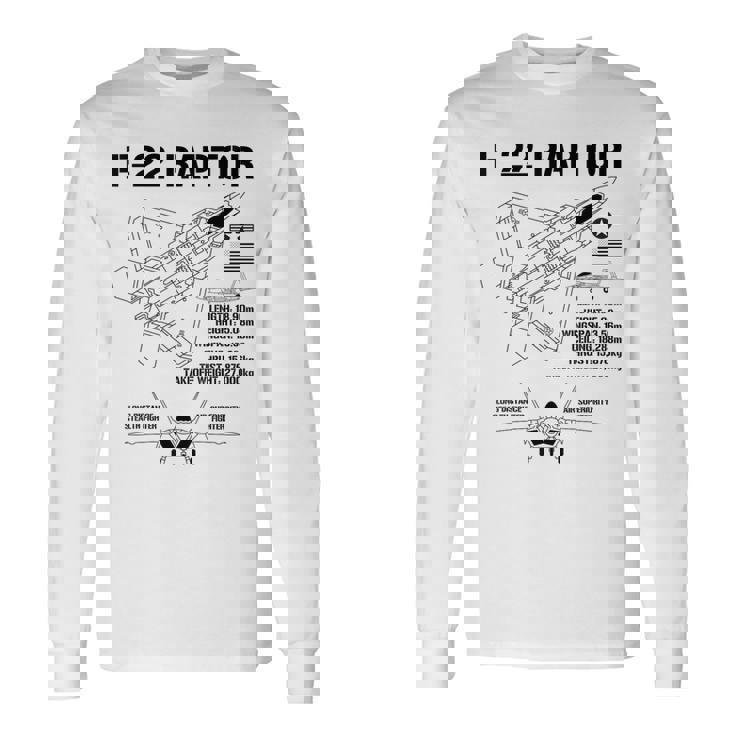F22 ラプター戦闘機 ジェット仕様 軍用飛行機 F22 ラプター 長袖Tシャツ ギフトのアイデア