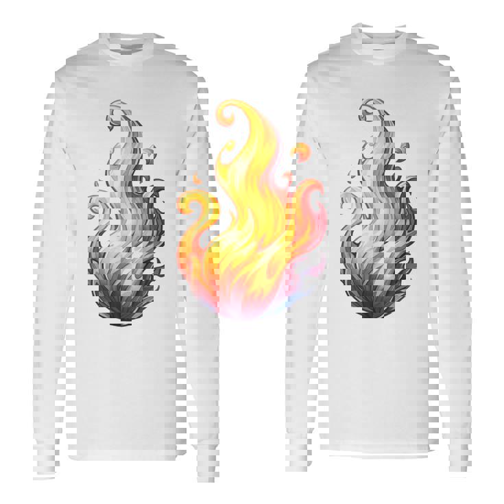 Fire Element Flameのグラフィックアート。あらゆる年齢の方に。 長袖Tシャツ