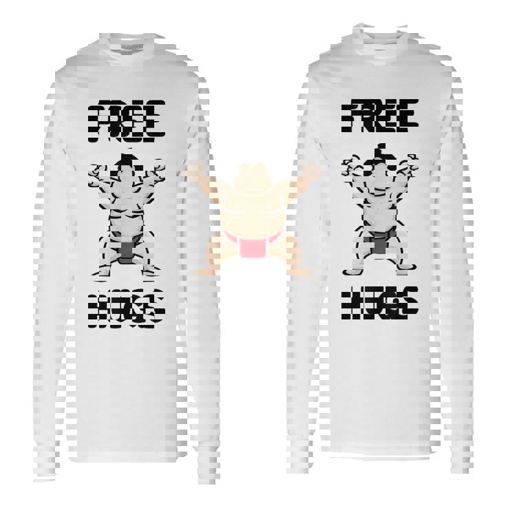 Free Hugs おもしろ相撲力士 相撲ハグ カワイイ相撲ハグ 長袖Tシャツ