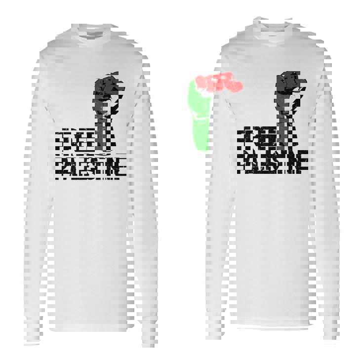 Free Palestine パレスチナの旗無料パレスチナ 長袖Tシャツ
