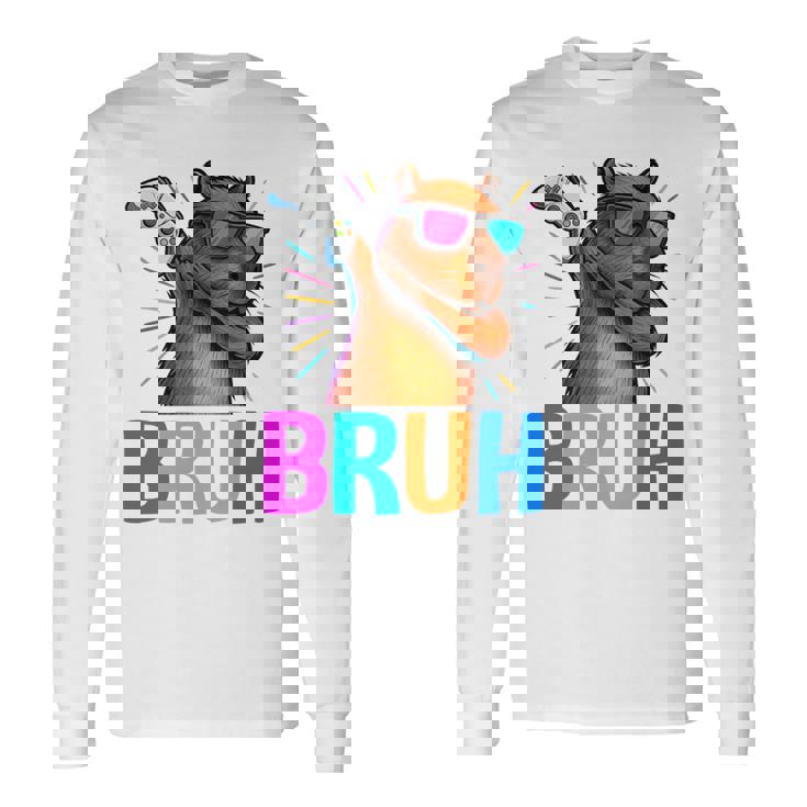 Capybara Gamer Meme Cool Gaming Humor Animal Lover 長袖tシャツ 長袖Tシャツ