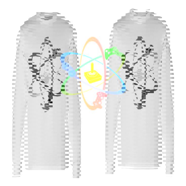 Gamer Atom コンソールプレーヤー ゲームコンピュータープログラマー 長袖tシャツ 長袖Tシャツ