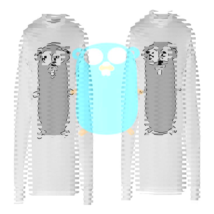 Go Golang プログラミング言語ロゴ マスコットゴファー 長袖Tシャツ