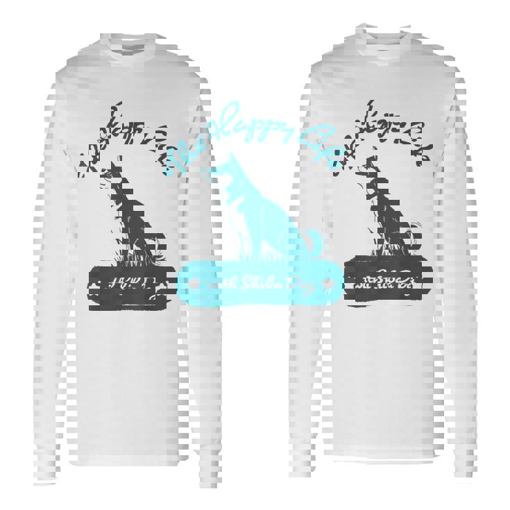 The Happy Life Withhiba Dog かわいい柴犬 黒柴 赤柴 長袖Tシャツ