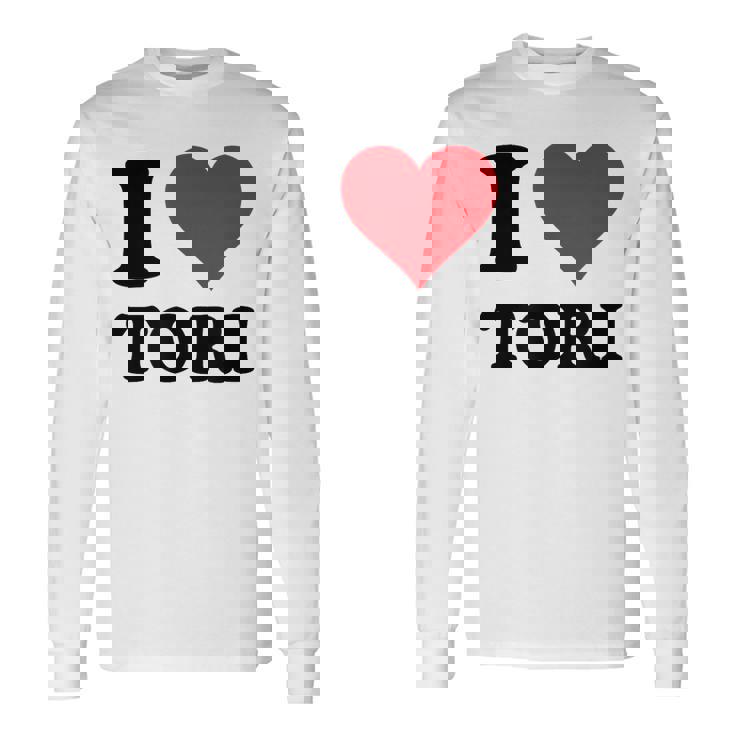 I Heart Tori ファーストネーム I Love パーソナライズ 長袖Tシャツ