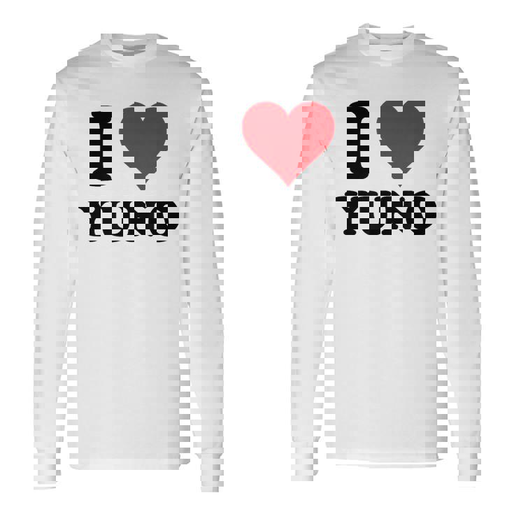 I Heart Yuno ファーストネーム I Love パーソナライズ 長袖Tシャツ