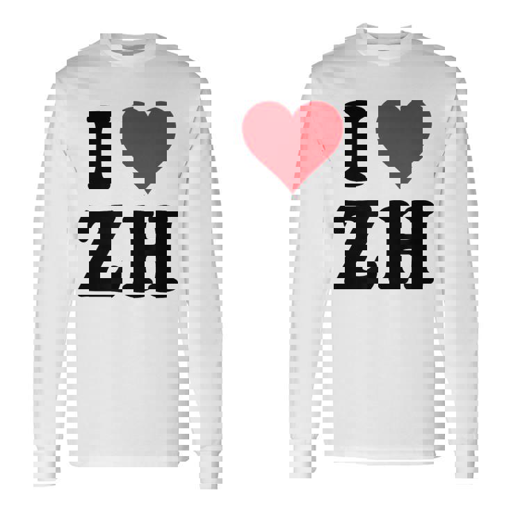 I Heart Zh Initials I Love ZH First And Last Name Z H 長袖Tシャツ