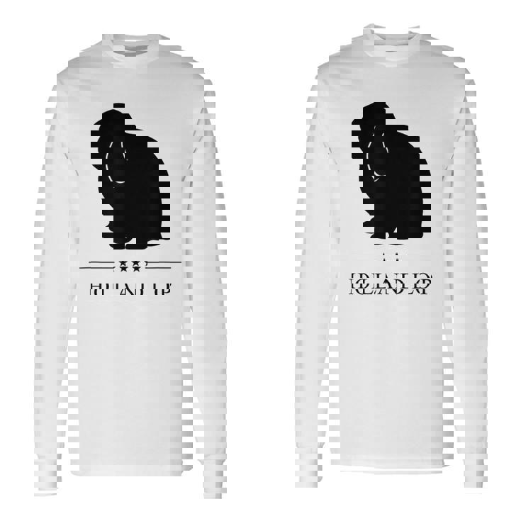 Holland Lop Rabbitブラックシルエット 長袖Tシャツ